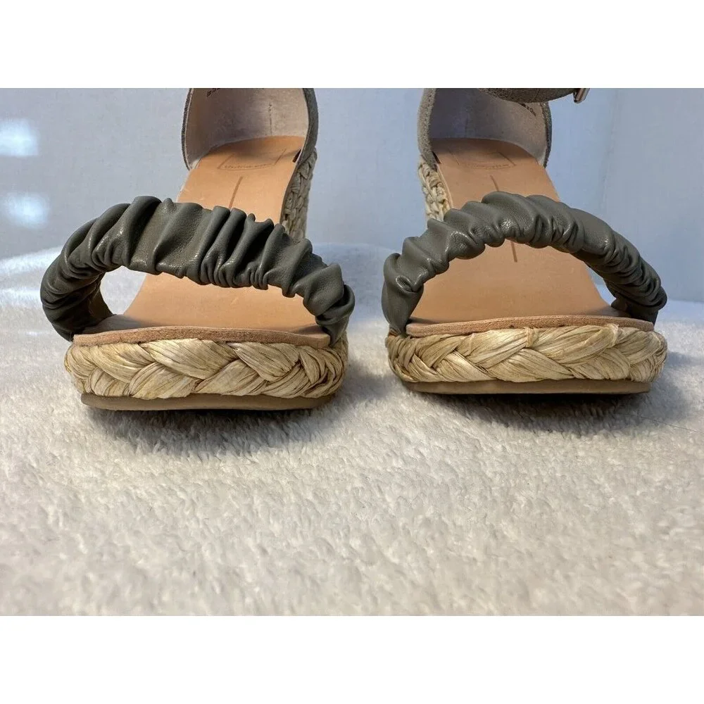 Dolce Vita Noor Espadrille Wedge Sandals 7.5 Light Gray Leather  Ankle Strap - Picture 12 of 12